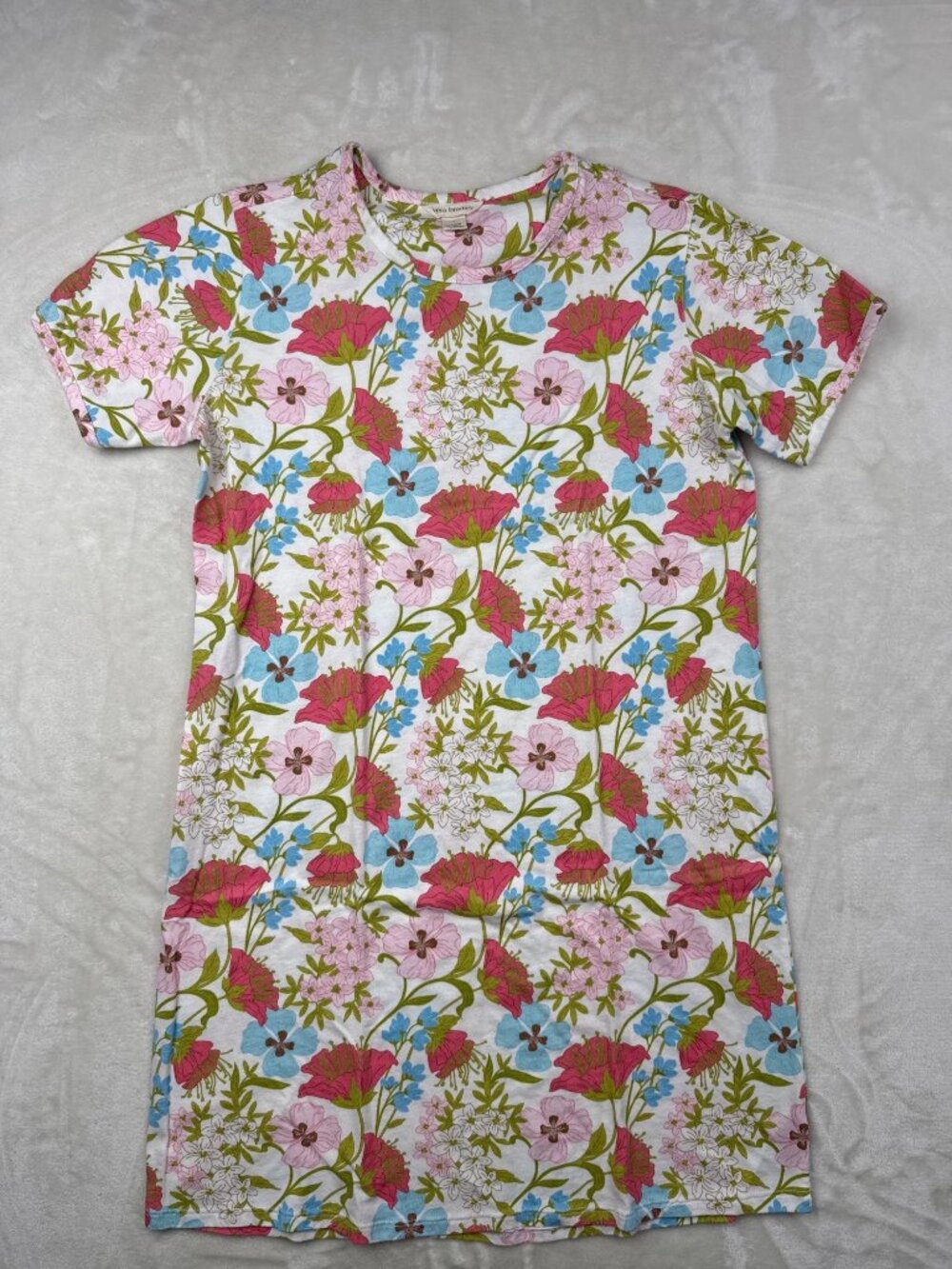 Vera Bradley Floral Lounge Dress Short Sleeve 100% Cotton S